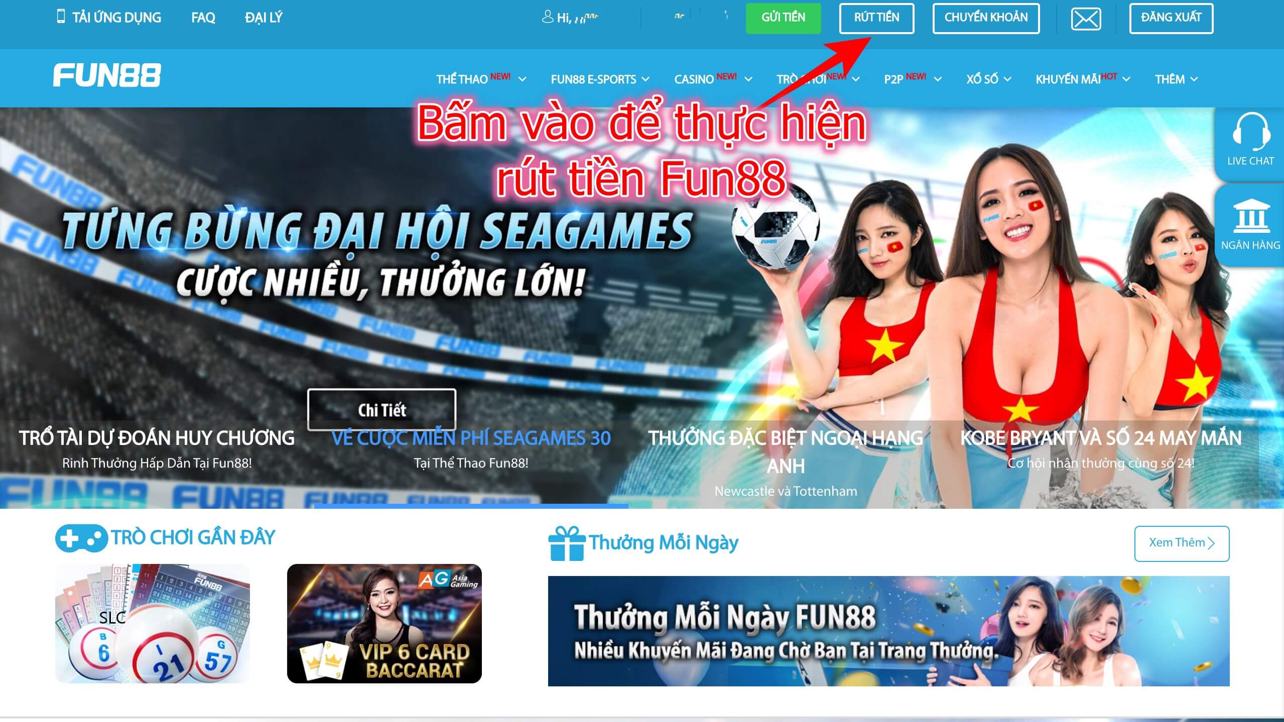 Hướng dẫn cách rút tiền từ Fun88 về tài khoản ngân hàng 