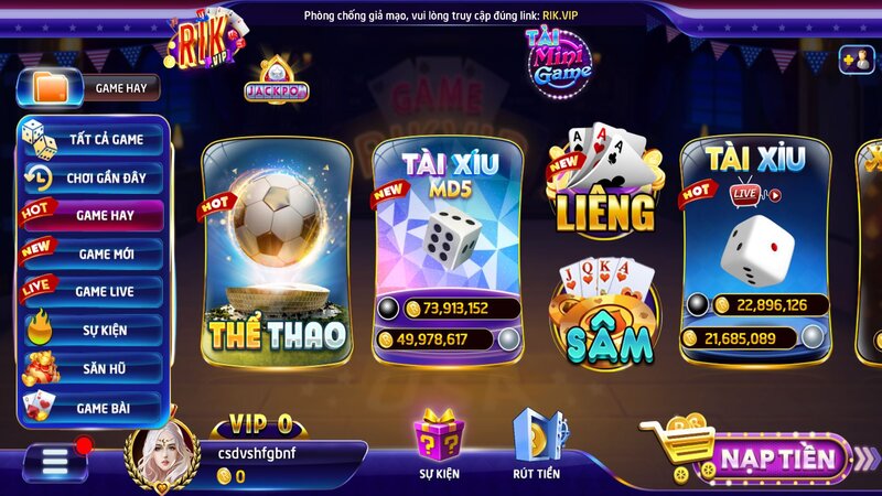 Rikvip được giới thiệu với kho game bài phong phú, kết hợp giữa bài truyền thống và các trò casino online. 